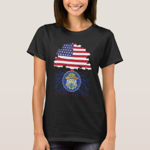 Camiseta Media bandera estadounidense Orgullo de raíces bel
