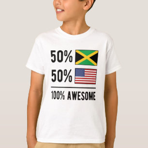 Camiseta Media bandera jamaiquina mitad estadounidense Jama