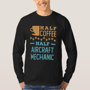 Camiseta Media Café Medio Aeronave Mechanic Aviation Techni