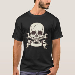 Camiseta Media calavera con llave mecánica y cinta