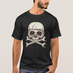 Camiseta Media calavera en gafas con llave mecánica