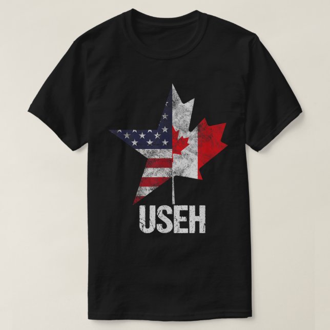 Camiseta Media canadiense estadounidense USEH Canadá Bander (Diseño del anverso)