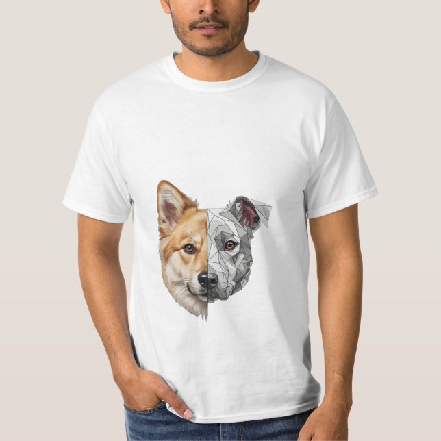 Camiseta Media Cara de Perro Robótico (Anverso)