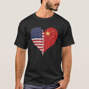 Camiseta Media China Media Americana Bandera de Estados Uni