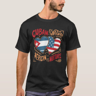 Camiseta Media cubana mitad estadounidense bandera de Cuba