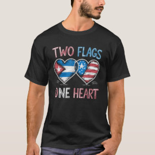 Camiseta Media cubana mitad estadounidense bandera de Cuba