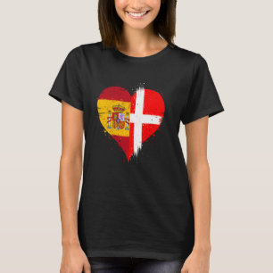 Camiseta Media española mitad danesa a España Bandera de Di