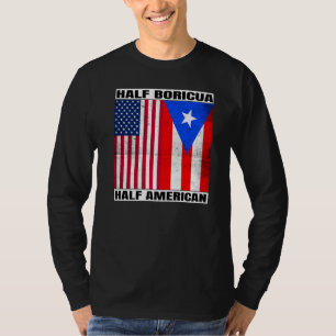 Camiseta Media estadounidense media boricua puertorriqueña