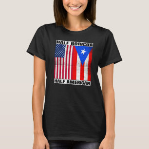 Camiseta Media estadounidense media boricua puertorriqueña