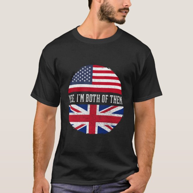 Camiseta Media Estadounidense Media Británica Bandera Estad (Anverso)