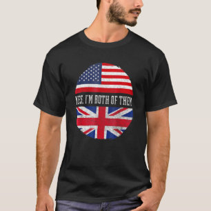 Camiseta Media Estadounidense Media Británica Bandera Estad