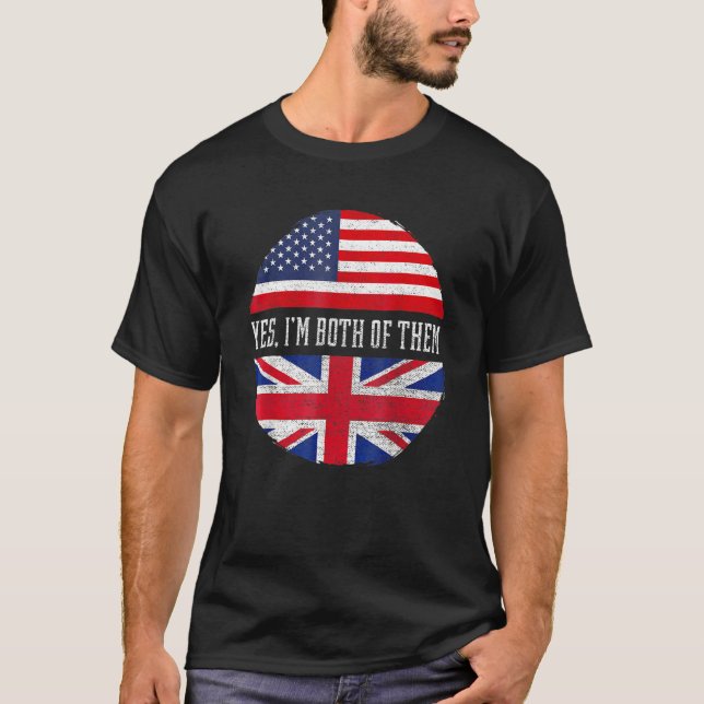 Camiseta Media Estadounidense Media Británica Bandera Estad (Anverso)