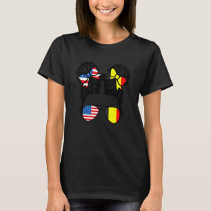 Camiseta Media estadounidense mitad belga Chica USA Bandera