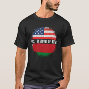 Camiseta Media estadounidense mitad bielorrusa Bandera de E