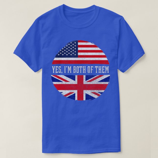 Camiseta Media estadounidense mitad británica Bandera de Es (Diseño del anverso)