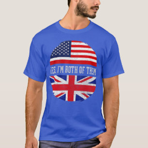 Camiseta Media estadounidense mitad británica Bandera de Es