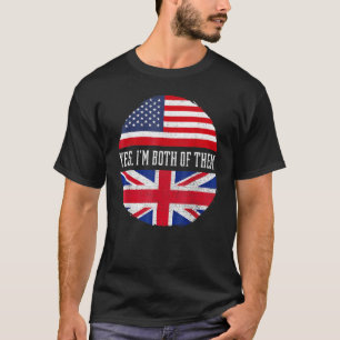 Camiseta Media estadounidense mitad británica Bandera de Es