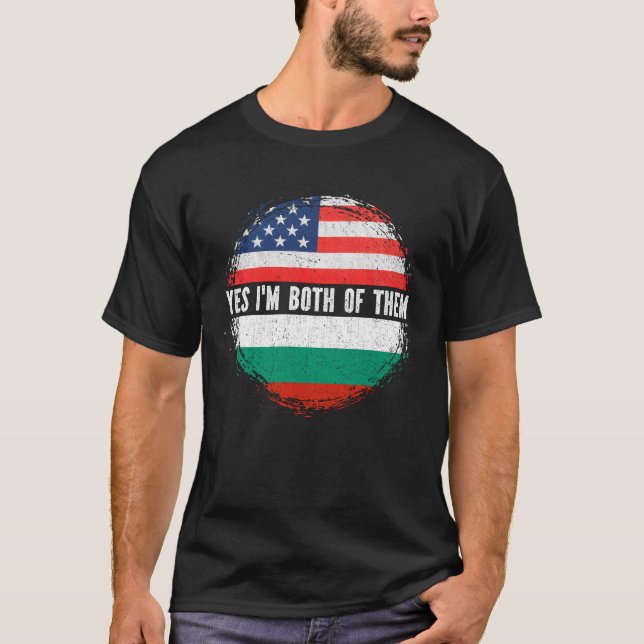 Camiseta Media estadounidense mitad búlgara Bandera de Esta (Anverso)