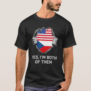 Camiseta Media estadounidense mitad checa EEUU Bandera chec