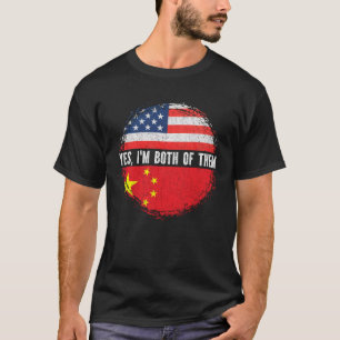 Camiseta Media estadounidense mitad china bandera de Estado