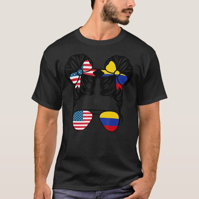 Camiseta Media estadounidense mitad colombiana Chica USA co (Anverso)