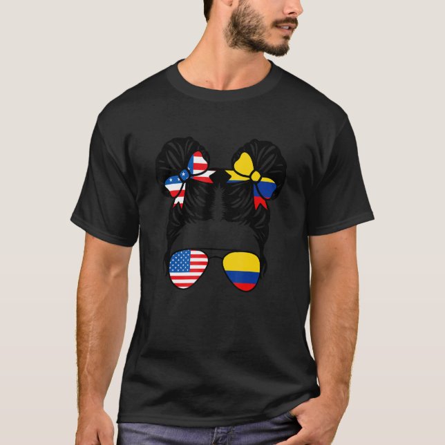Camiseta Media estadounidense mitad colombiana Chica USA Co (Anverso)