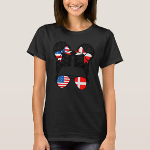 Camiseta Media estadounidense mitad danesa Chica bandera de