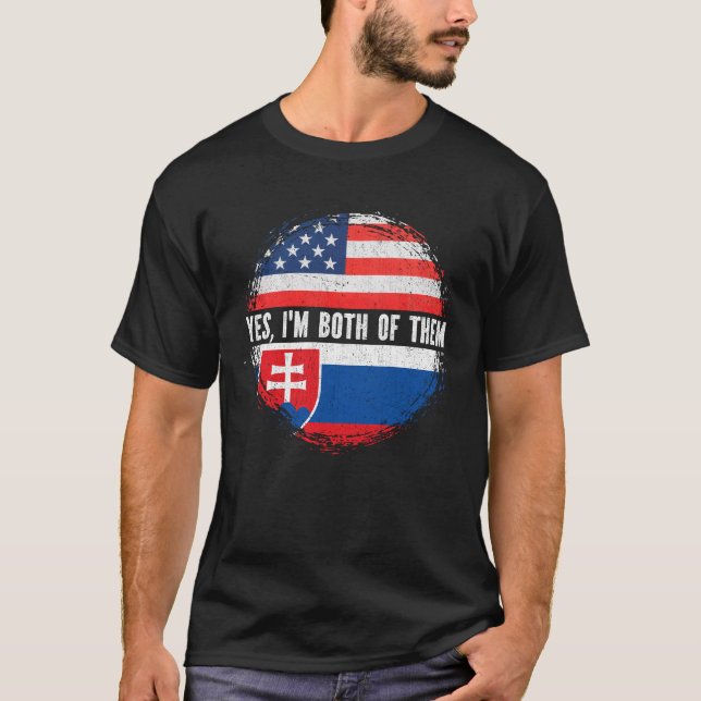 Camiseta Media estadounidense mitad eslovaca Bandera de EEU (Anverso)