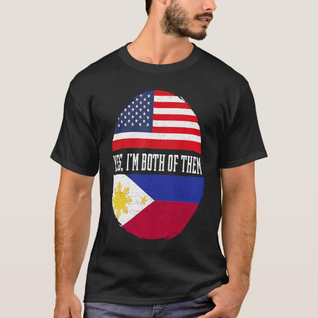Camiseta Media estadounidense mitad filipina bandera de los (Anverso)
