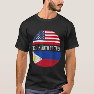 Camiseta Media estadounidense mitad filipina bandera de los