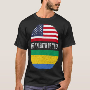 Camiseta Media estadounidense mitad gabonesa Bandera estado
