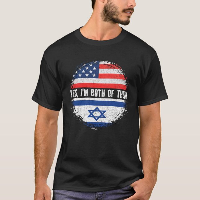 Camiseta Media estadounidense mitad israelí bandera de EE.U (Anverso)
