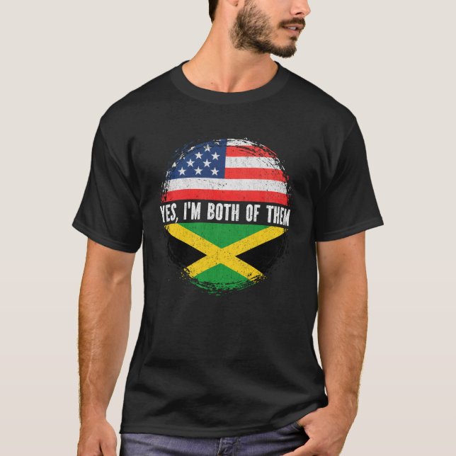 Camiseta Media estadounidense mitad jamaiquina Bandera de l (Anverso)