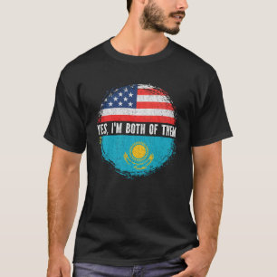 Camiseta Media estadounidense mitad kazaja Bandera de Estad