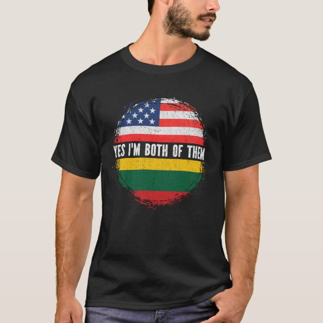 Camiseta Media estadounidense mitad lituana Bandera de los  (Anverso)