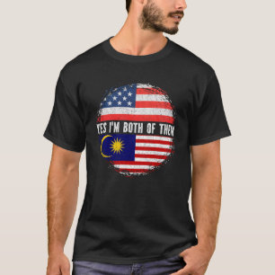 Camiseta Media estadounidense mitad malasia bandera de los 