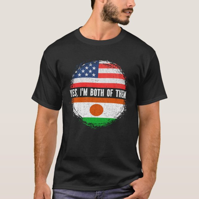 Camiseta Media estadounidense mitad nigeriana bandera de lo (Anverso)