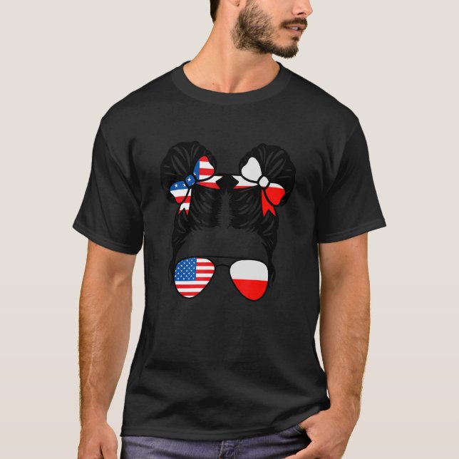 Camiseta Media estadounidense mitad polaca Chica USA Poloni (Anverso)