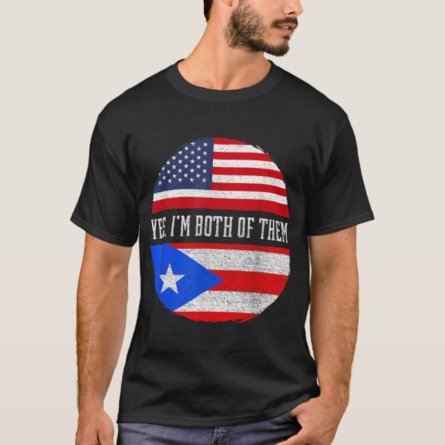 Camiseta Media estadounidense mitad puertorriqueña Bandera  (Anverso)