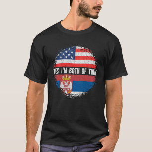 Camiseta Media estadounidense mitad serbia bandera de Estad