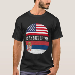 Camiseta Media estadounidense mitad serbia bandera de Estad