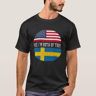 Camiseta Media estadounidense mitad sueca Bandera sueca Sue