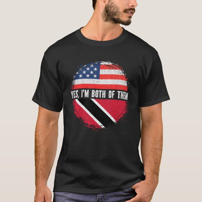 Camiseta Media estadounidense mitad trinitense bandera de E (Anverso)