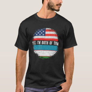 Camiseta Media estadounidense mitad uzbeka bandera de EEUU