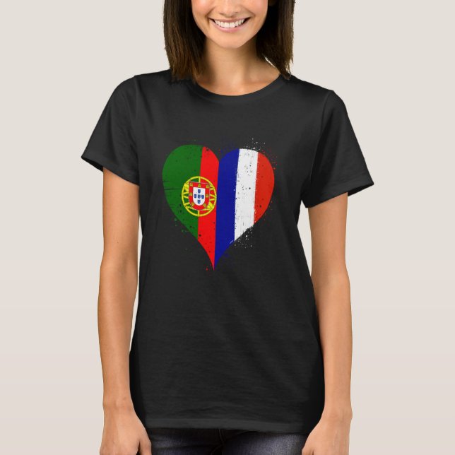 Camiseta Media Francesa Media Portuguesa A Francia Bandera  (Anverso)