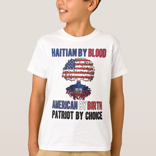 Camiseta Media haitiana media bandera estadounidense Haití  (Anverso)