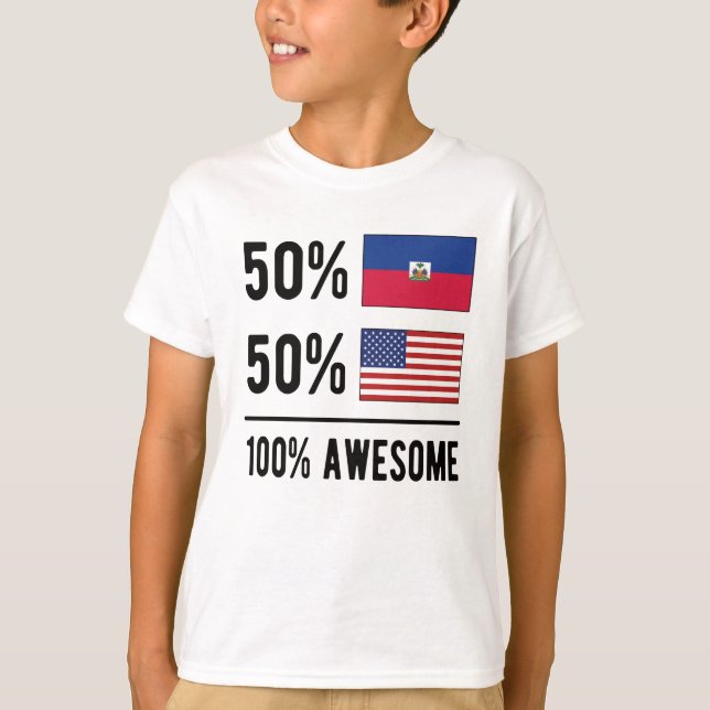 Camiseta Media haitiana media bandera estadounidense Haití  (Anverso)
