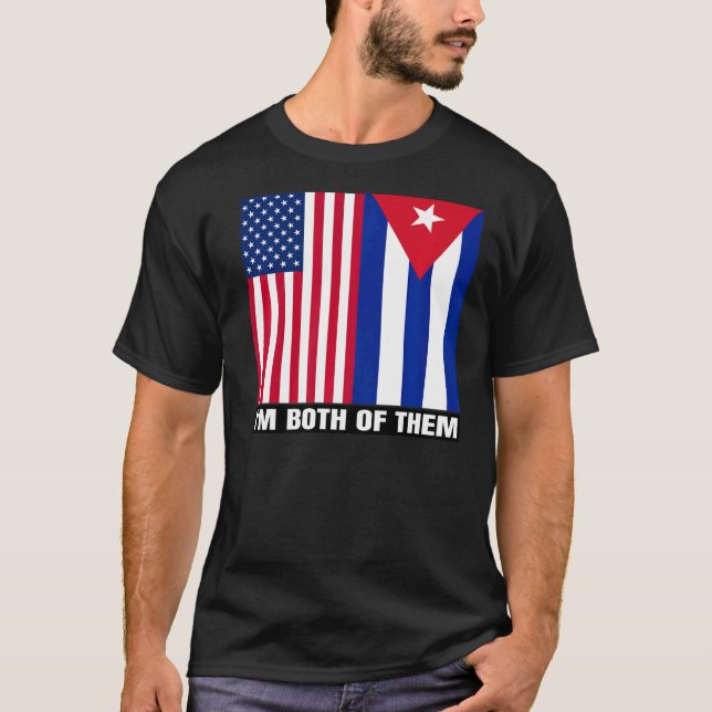 Camiseta Media Herencia Cubana Media Americana Bandera de E (Anverso)