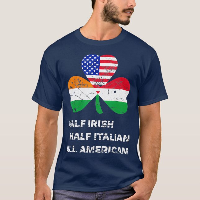 Camiseta Media irlandesa mitad italiana Bandera estadounide (Anverso)