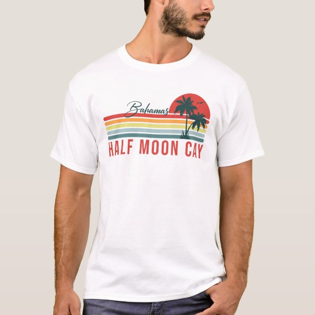 Camiseta Media Luna Cay Bahamas Retro Sunset Vacation 60 (Anverso)